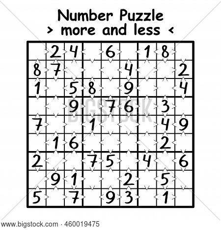 Greater Than Sudoku Black And White Vector Illustration