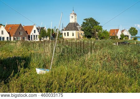 Village Of Durgerdam Near Amsterdam, View Of Former Town Hall And Picturesque Houses