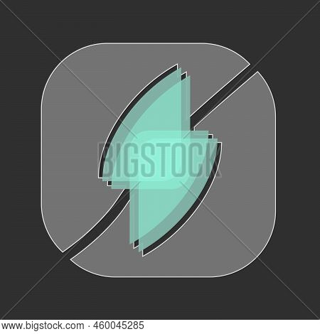 Modern App Logo. Blue Element On Gray Background. Square Icon Logo Design. Glossy Button Style Round