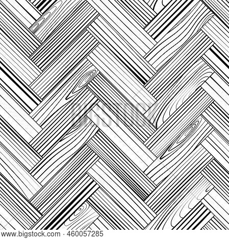Wooden Parquet, Seamless Herringbone Pattern. White Hardwood Zigzag Laminate Floor. Wood Grain Textu