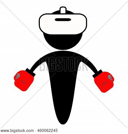 Avatar, Icon. Xr, Mr. Ar, Vr, Person In A Hmd Headset For Boxing, Fitness Gaming In The Metaverse Mu