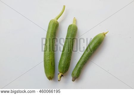 Top View And Close Up  Fresh Sponge Gourd (luffa Aegyptiaca) Is Family Plant Cucurbitaceae Is Vegeta