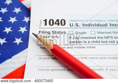 Tax Form 1040 U.s. Individual Income Tax Return, Business Finance Concept.