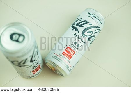 Samut Prakan, Thailand - August 20, 2022 : Marshmello's Limited Edition Coca-cola. New Flavors Water
