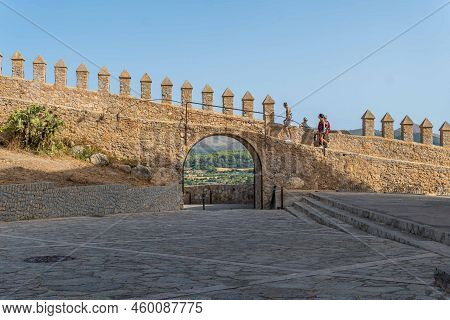 Arta, Spain; August 13 2022: Medieval Walls Of The Religious Enclosure Of The Sanctuary Of Sant Salv