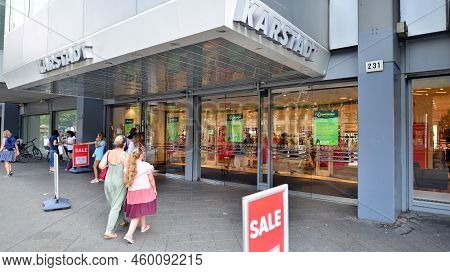Berlin, Germany. 16 August 2022. Street Level View Of  Karstadt Storefront In Berlin.