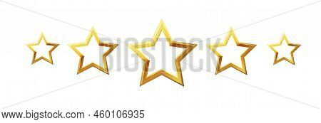 Five Stars Icon. Stars Rating Review Icon.vector Stars Set Of Realistic Metallic Golden Stars Isolat