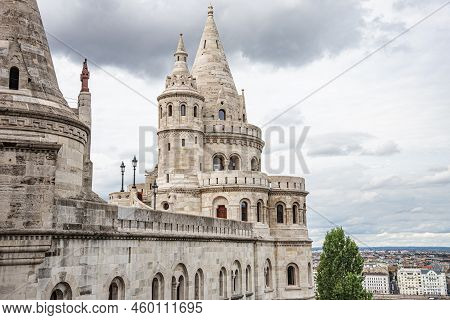 Ancient Architectural Building Fishermens Bastion In Budapest, Hungary.
