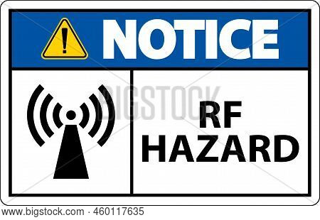 Notice Rf Hazard Sign On White Background