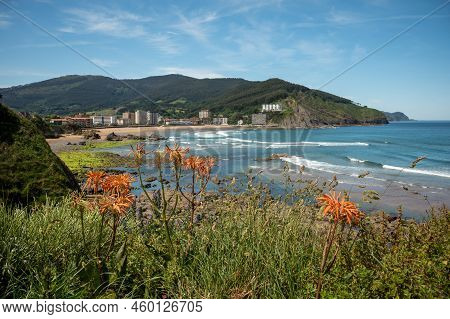 Atlantic Ocean Bay In Bakio, Small Touristic Village Near Bilbao, Basque Country, Spain