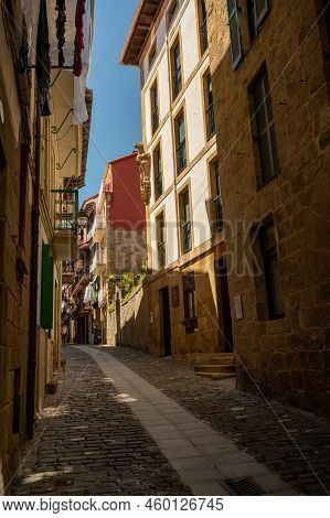Sunny Day In Small Fisherman's Village Getaria Near San Sebastian City, Basque Country With Famous F