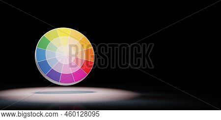Ryb Color Wheel Spotlighted On Black Background With Copy Space 3d Illustration