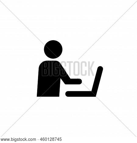 Work Remote Office Desk Icon. Work From Home Computer Person Workspace Laptop Vector Space Home Desi
