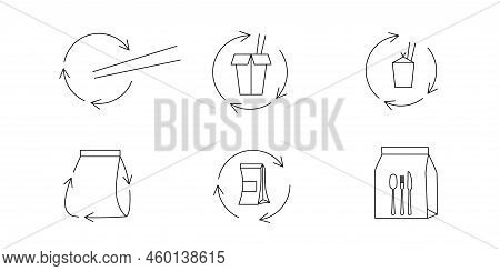 Fast Food And Take Away Eco Packaging Symbol For Restaurant, Cafe, Bistro And Diner. Plastic Free An