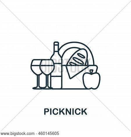 Picknick Icon. Line Simple Line Outdoor Recreation Icon For Templates, Web Design And Infographics