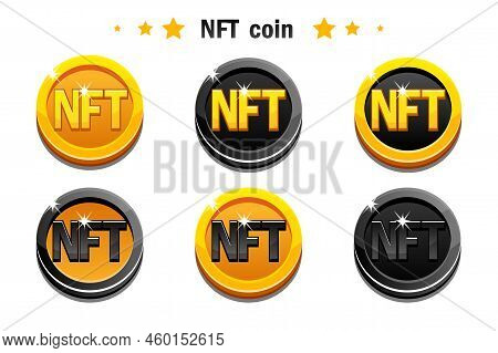 Vector Nft Coins. Cryptocurrency, Nft-token Internet Currency Of The Future
