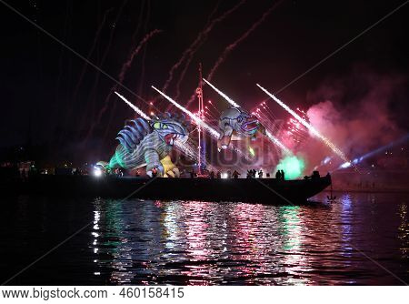 Cracow, Poland - June 4, 2022: Great Dragon Parade. The Great Outdoor Show On The Vistula River.