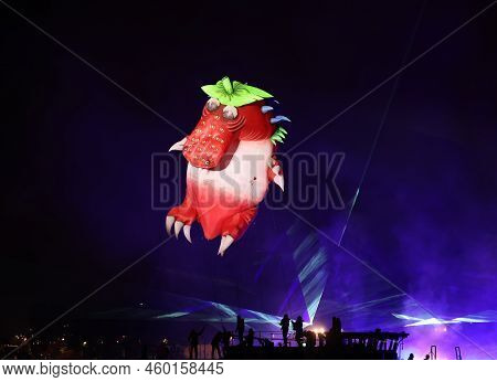 Cracow, Poland - June 4, 2022: Great Dragon Parade. The Great Outdoor Show On The Vistula River.