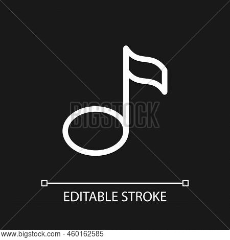 Musical Note Pixel Perfect White Linear Ui Icon For Dark Theme. Pitch, Duration. Video Editor. Vecto