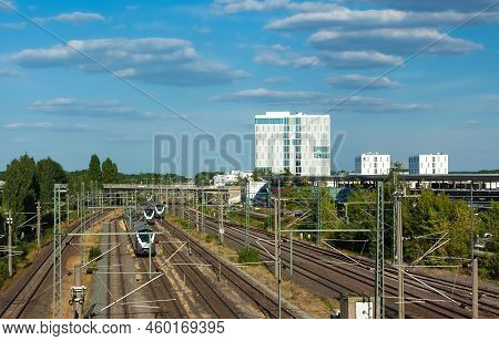 Wolfsburg, Germany - August 12, 2022: View Of The Train Station And High-rise Buildings In Wolfsburg