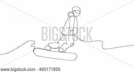 Human Doing Tricks On A Snowboard One Line Art. Continuous Line Drawing Sport, Winter Sports, Do Tri