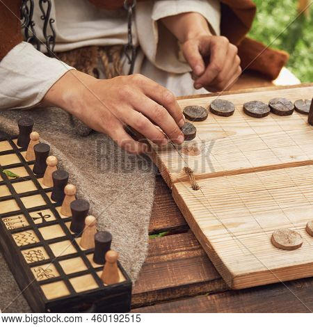 Ludus Latrunculorum, Or Latrunculi, Is An Ancient Roman Strategy Game. Reconstruction Of Board Games