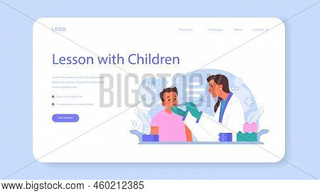 Speech Therapist Web Banner Or Landing Page. Didactic Correction.