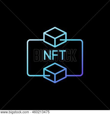 Non-fungible Token And Two Blockchain Blocks Linear Vector Nft Blue Icon