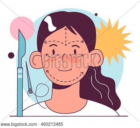 Facelift. Face Features Correction Or Anti-aging Procedure. Idea Of Modern Face