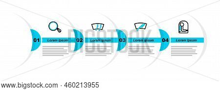 Set Line Gear Shifter, Windscreen Wiper, And Car Mirror Icon. Vector
