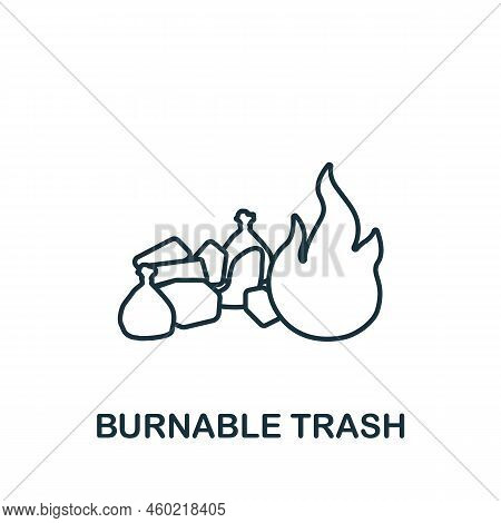 Burnable Trash Icon. Line Simple Icon For Templates, Web Design And Infographics