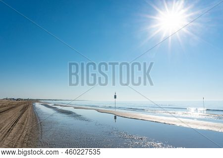 Idyllic Sand Beach And Coastline At The Punta Sabbioni Region At The Adriatic Sea In Italy. Typical 