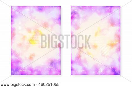 Modern Shape. Violet Round Presentation. Soft Multicolor Backdro