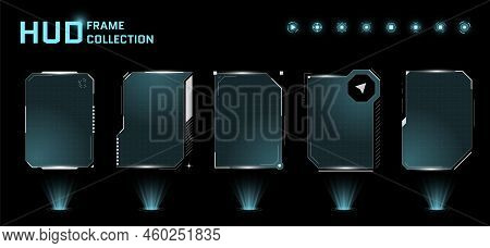 Hud Digital Futuristic User Interface Square Frame Set. Sci Fi High Tech Screens. Game Menu Touch Mo