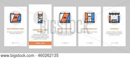 Stand Trade Show Event Booth Onboarding Mobile Vector. Exhibition Advertising Promo Information, Pos