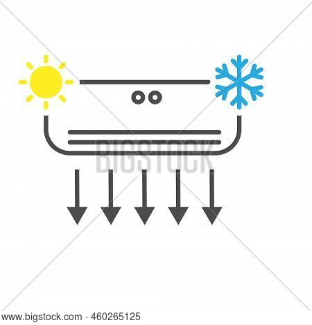 Conditioner. A Device For Cooling And Heating Indoor Air. The Template Of The Icon, Sign And Pictogr