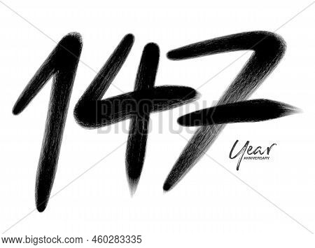147 Years Anniversary Celebration Vector Template, 147 Number Logo Design, 147th Birthday, Black Let
