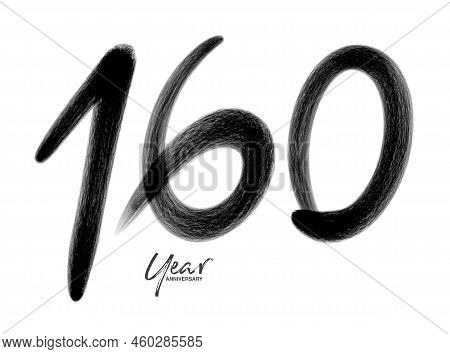 160 Years Anniversary Celebration Vector Template, 160 Number Logo Design, 160th Birthday, Black Let