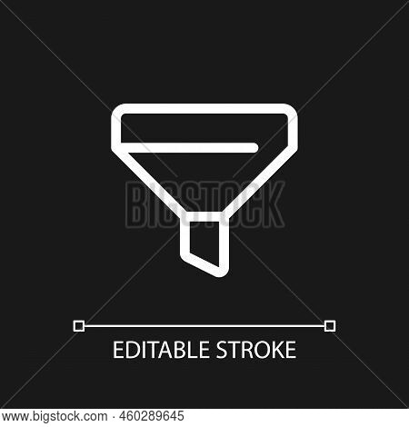 Funnel Pixel Perfect White Linear Ui Icon For Dark Theme. Customer Journey. Making Purchase. Vector 