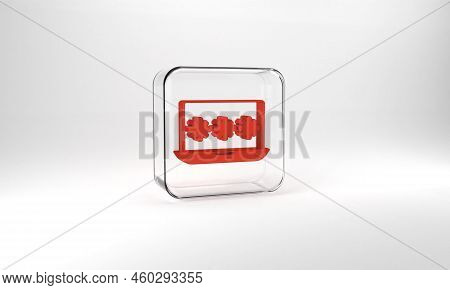Red Laptop With Password Notification Icon Isolated On Grey Background. Security, Personal Access, U