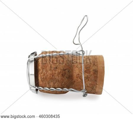 Sparkling Wine Cork With Muselet Cap Isolated On White