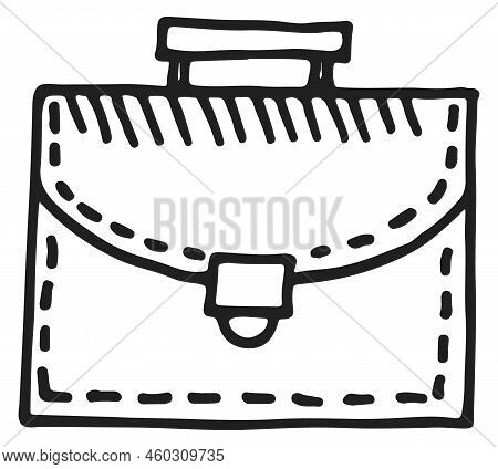 Briefcase Doodle Icon. Business Work Bag. Documnet Holder