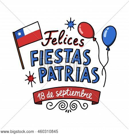 18 September. Chile Happy Independence Day Doodle Icon, Vector Illustration