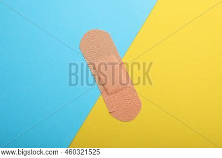 Sticking Plaster On Color Background, Top View