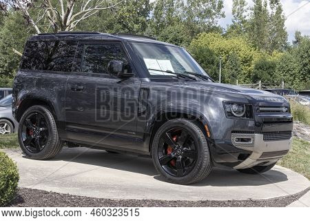 Indianapolis - Circa August 2022: Land Rover Defender Display At A Dealership. Land Rover Offers The