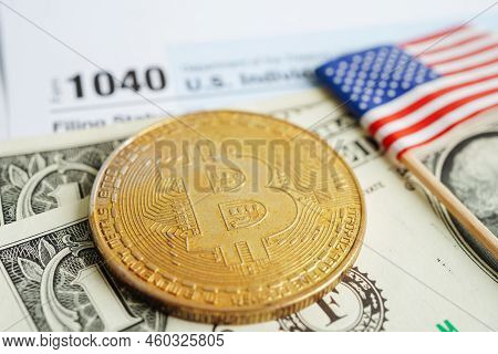 Tax Form 1040 U.s. Individual Income Tax Return And Bitcoin, Business Finance, Digital Currency, Vir