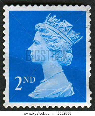 UK-เซอร์กา 1989:A แสตมป์ที่พิมพ์ในประเทศอังกฤษแสดงรูปของ Elizabeth II เป็นพระมหากษัตริย์รัฐธรรมนูญของ 16 
