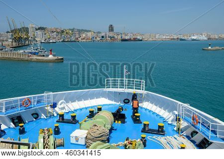 A Ferry Enters The Port Of Durres On Albania