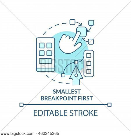 Smallest Breakpoint First Turquoise Concept Icon. Mobile First Design Process Abstract Idea Thin Lin