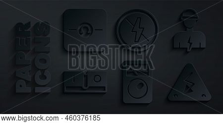 Set Ampere Meter, Multimeter, Electrician, Light Switch, High Voltage, No Lightning And Ohmmeter Ico